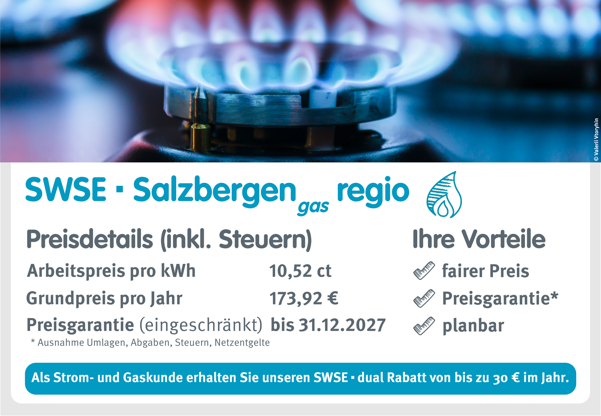 Gasherd mit Tarifdetails Gas Salzbergen