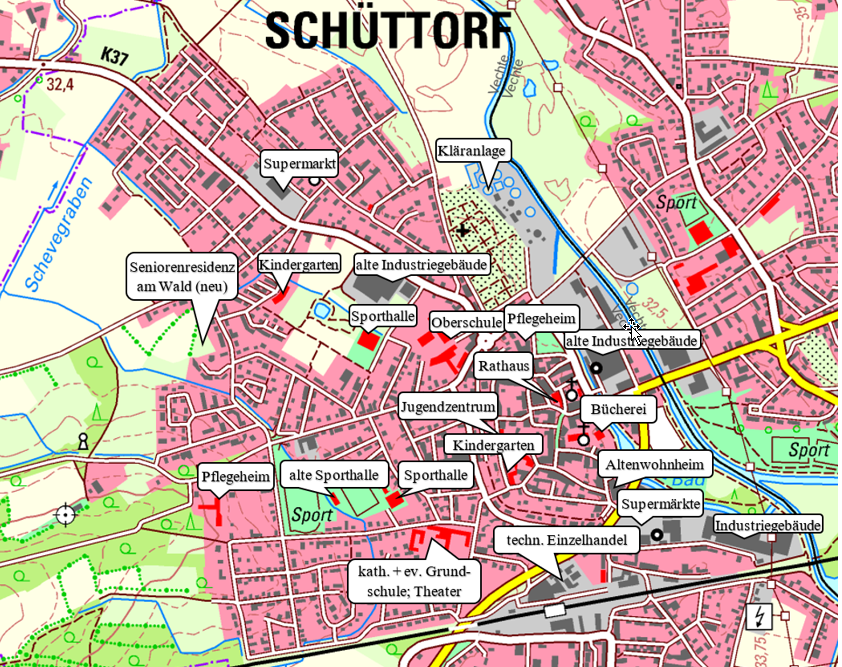Karte Schüttorf Quartier Vechte West