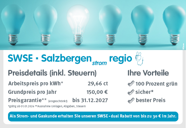 sechs Glühbirnen - eine leuchtet