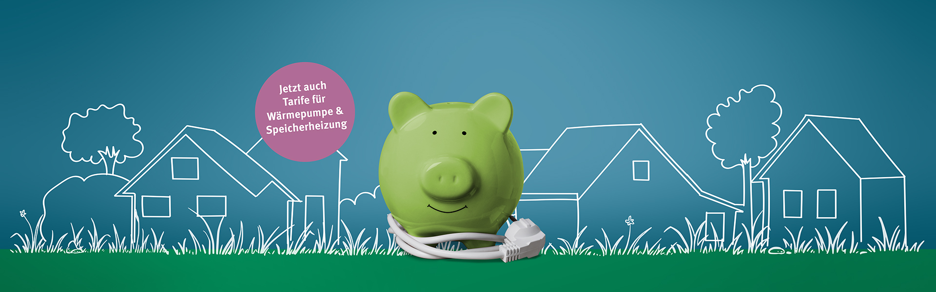 Bild von Schwein im Kabel auf einer Wiese